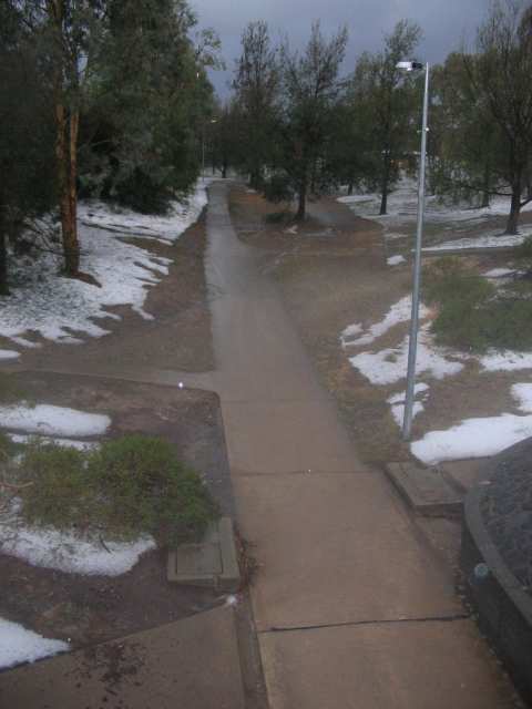 This is out the other side of our battleaxe block from an overpass...where the ice isn't was where the river was