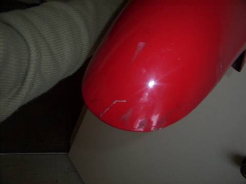 One of the front fairing cracks i was fixing.