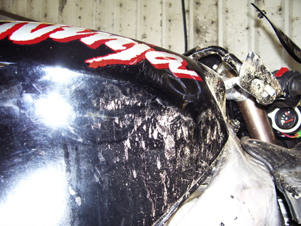 This is the only dent in the petrol tank